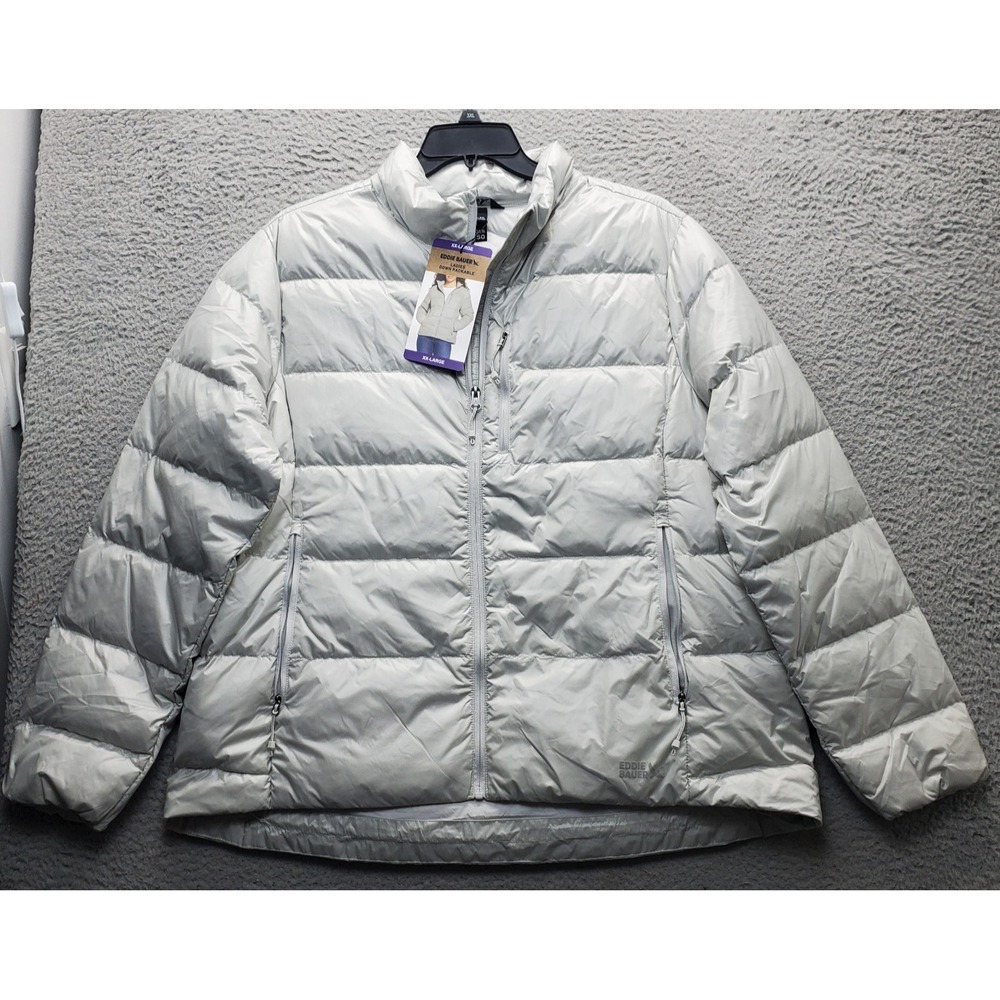 Eddie Bauer 650 Fill Power Down Packable Puffer Jacket Womens XXL Gray Full‎ Zip